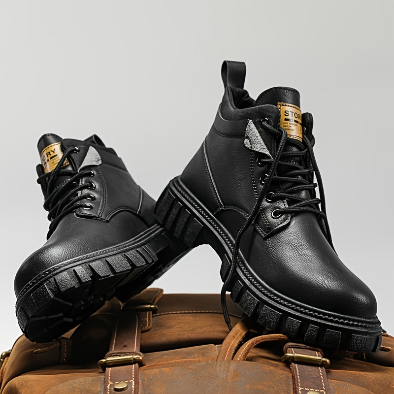 Men's Round Toe Lace-up Boots