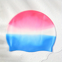 Gradual Change Swimming Cap Ear Protection Durable Waterproof Elastic Cap