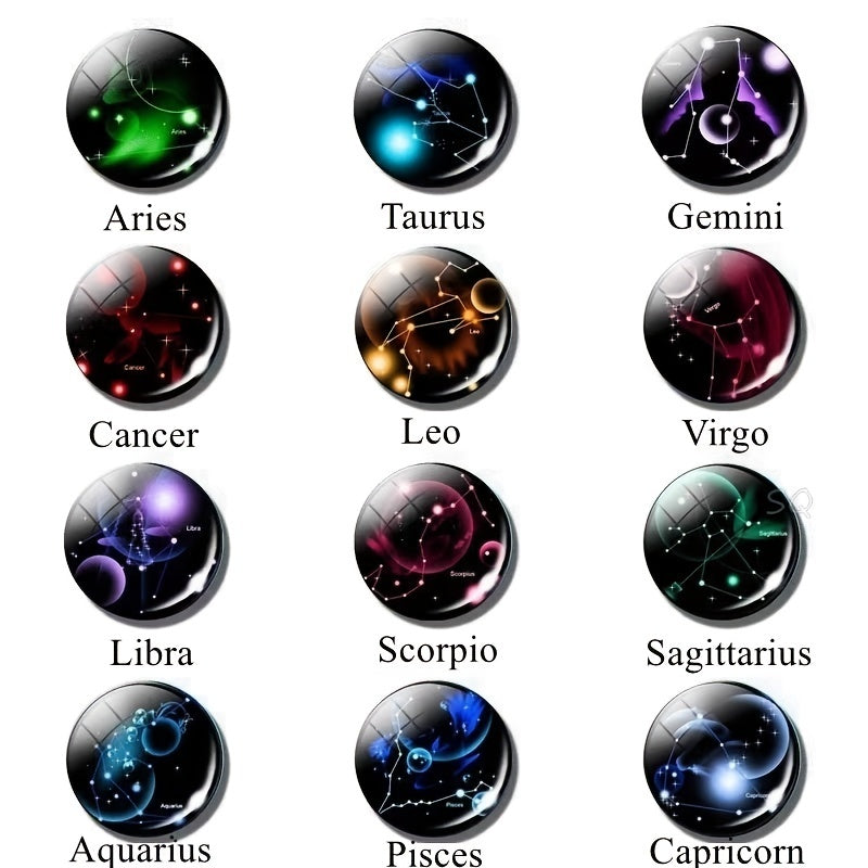 Zodiac Constellations Charms Keyring Crystal Ball Key Chain Rings