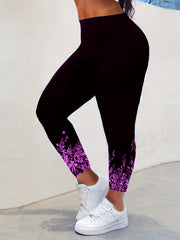  Floral Print High Rise Skinny Yoga Pants
