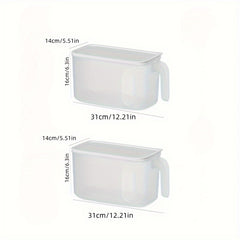 2pcs Refrigerator Storage Box Transparent Handle With Cover