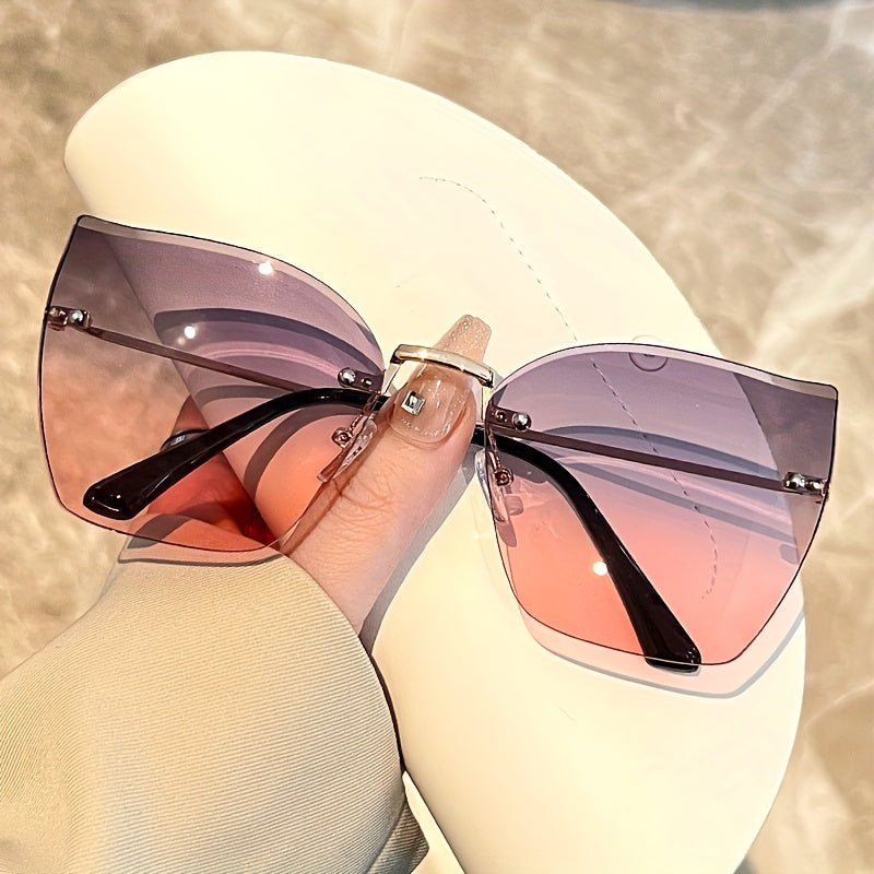 Cat Eye Rimless Sunglasses Gradient Glasses UV400