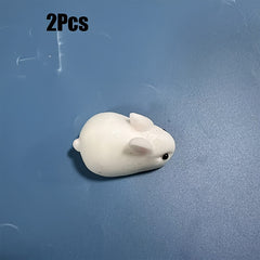2pcs Mini Soft Rabbit Toy Fluffy Pink Realistic Eyes Desk Decor Office Relax