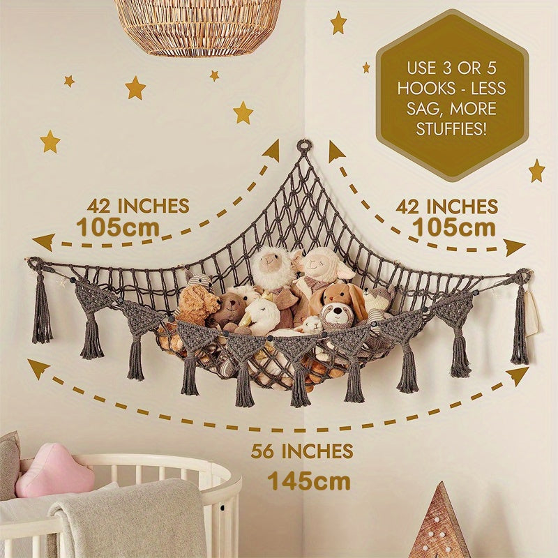 Boho Macrame DreamLights Stuffed Animal Storage Net - Extra Large