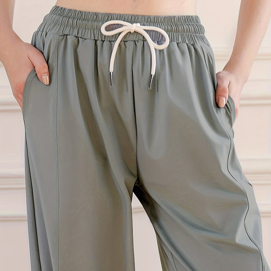 Sporty Drawstring Jogging Pants Quick Dry Activewear