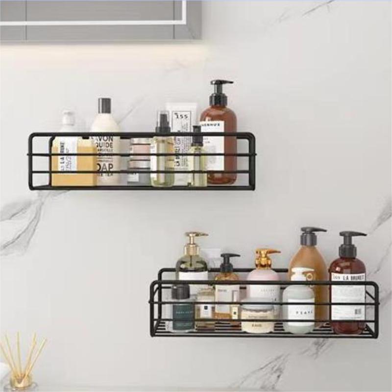 Adhesive Corner Shower Shelf with Hooks and Soap Holder