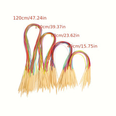 18pcs Bamboo Wood Circular Knitting Needle Set 2mm-10mm Random Halloween Gift