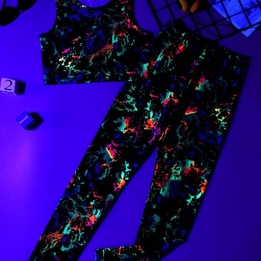 Luminous Tie Dye Printed Sports Tank Top Glow In The Dark Graphic