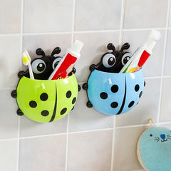 Ladybug Toothbrush Holder Wall Mounted Storage Shelf