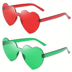 Heart Rimless Sunglasses Tinted Lens Glasses Clear Frame Eyewear