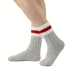2 Pairs Striped Knitted Socks Comfy & Warm Tube Socks Women's Stockings