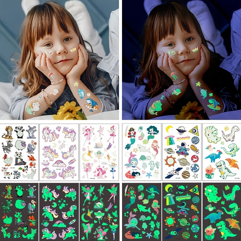 Luminous Herbal Tattoo Stickers Unicorn Dinosaur