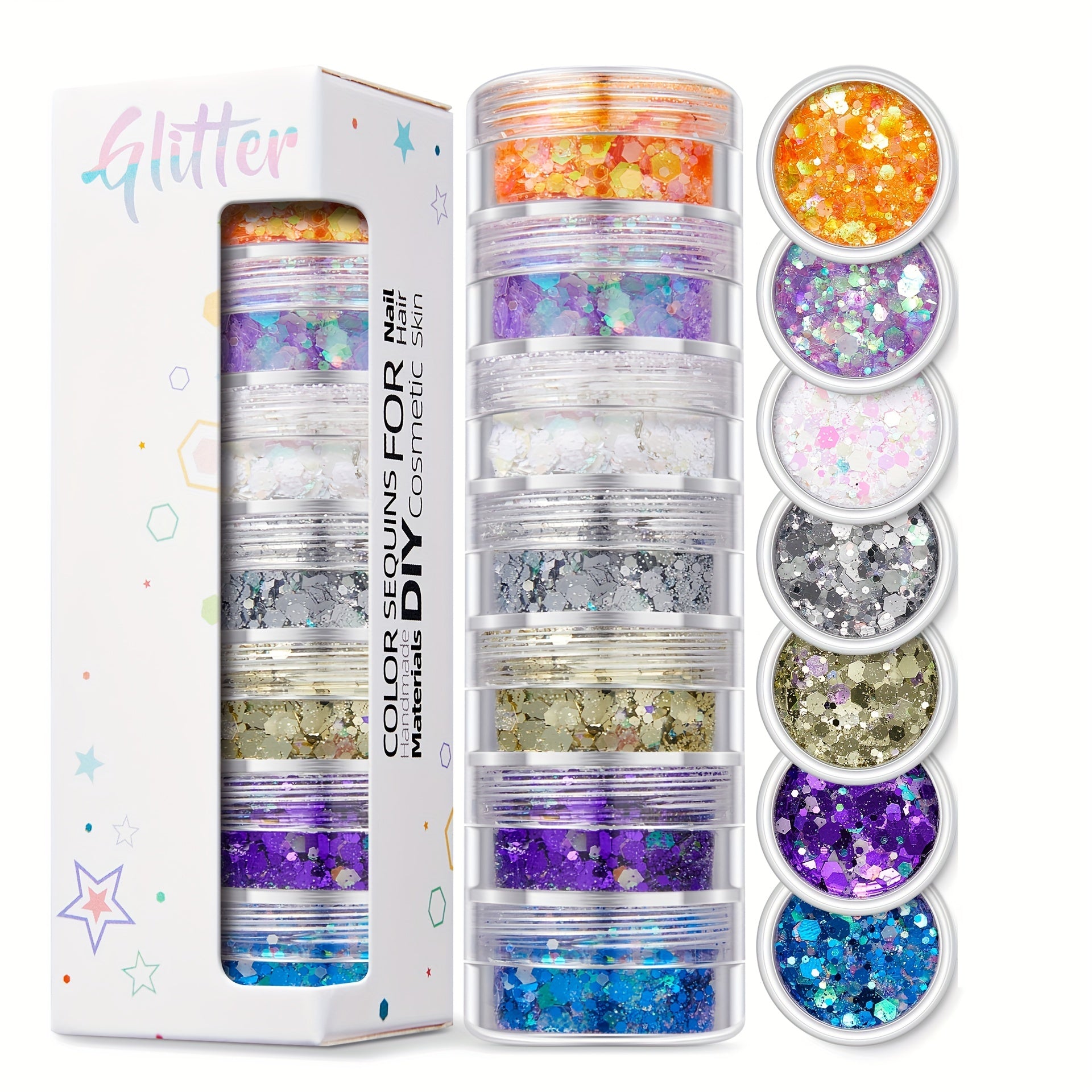7 Layer Glitter Nail Makeup Crafts DIY Body Makeup Material