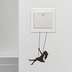 Cartoon Girl Switch Sticker Swing Pattern Wall Decal