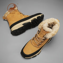 Men's High Top Warm Fleece Waterproof Anti skid Lace Up Boots