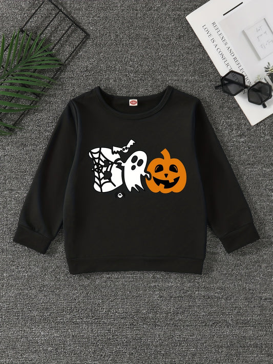 Boo And Pumpkin Print Boys Sweatshirt