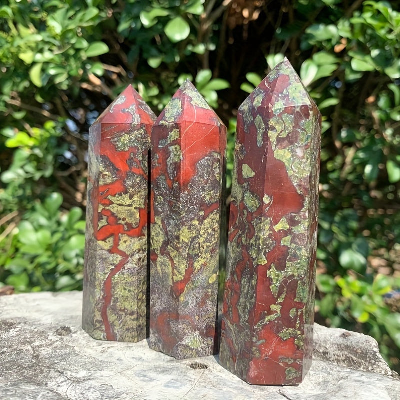 African Bloodstone Dragon's Blood Stone Pillar Tower Decoration