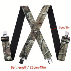 Printed Branch Four Clip Strap Belt For Men
