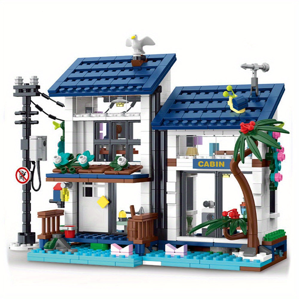 3 in 1 Seaside Villa Building Block Set 813pcs Home Decoration