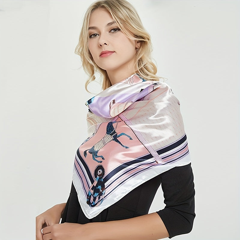 Large Satin Square Scarf Bandana Classic Print