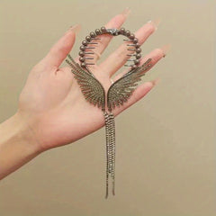 Angel Wings Tassel Rhinestone Hairpin For Women Girls Wedding