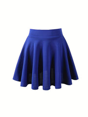 Kpop Solid High Waist Skater Skirts Casual Pleated Comfy Mini Skirts