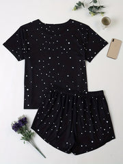  Star Print Tee & Shorts Pajama Set