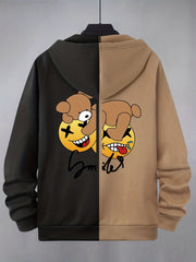 Men's Cartoon Pattern Hoodie Jacket with Zipper