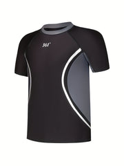 Men's Block Swimwear Short Sleeve T shirt Sun Protection