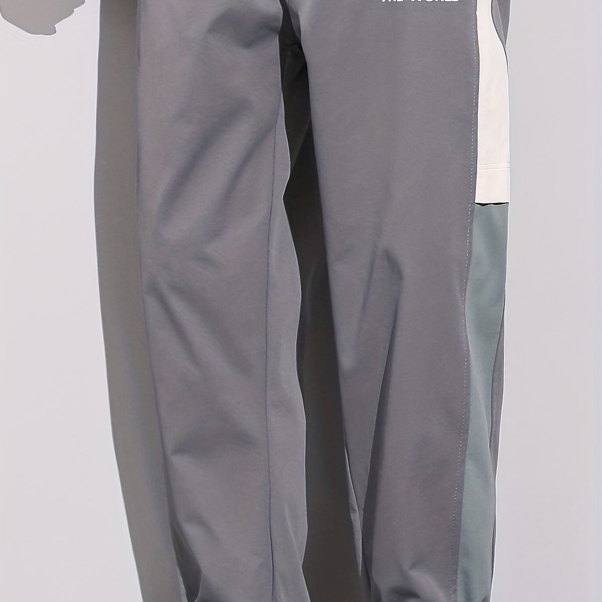 Men's Patchwork Cropped Pants Elastic Waist Drawstring Sports Pants