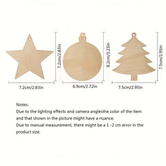 30pcs Christmas Wooden Slices Decorative Pendant DIY Art Crafts