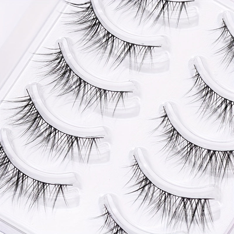 5 Pairs Fox Eye False Eyelashes Elongated Fishtail Stem