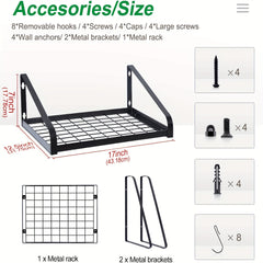 Hanging Pot Rack Wall Mounted Organizer with 8 Hooks