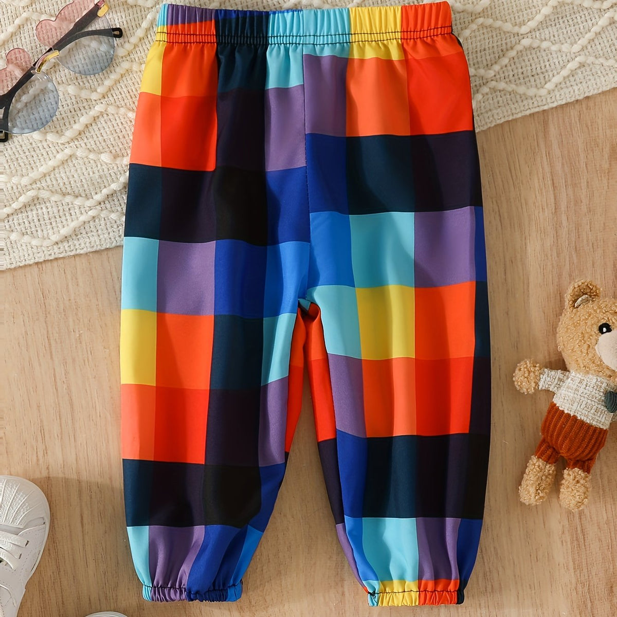Baby's Plaid Baggy Pants Casual Stylish Trousers
