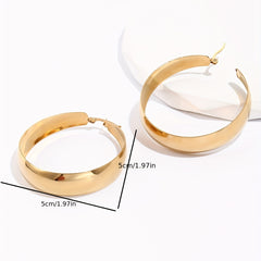 Chunky Hoop Earrings Minimalist Style Stainless Steel 18K Plated