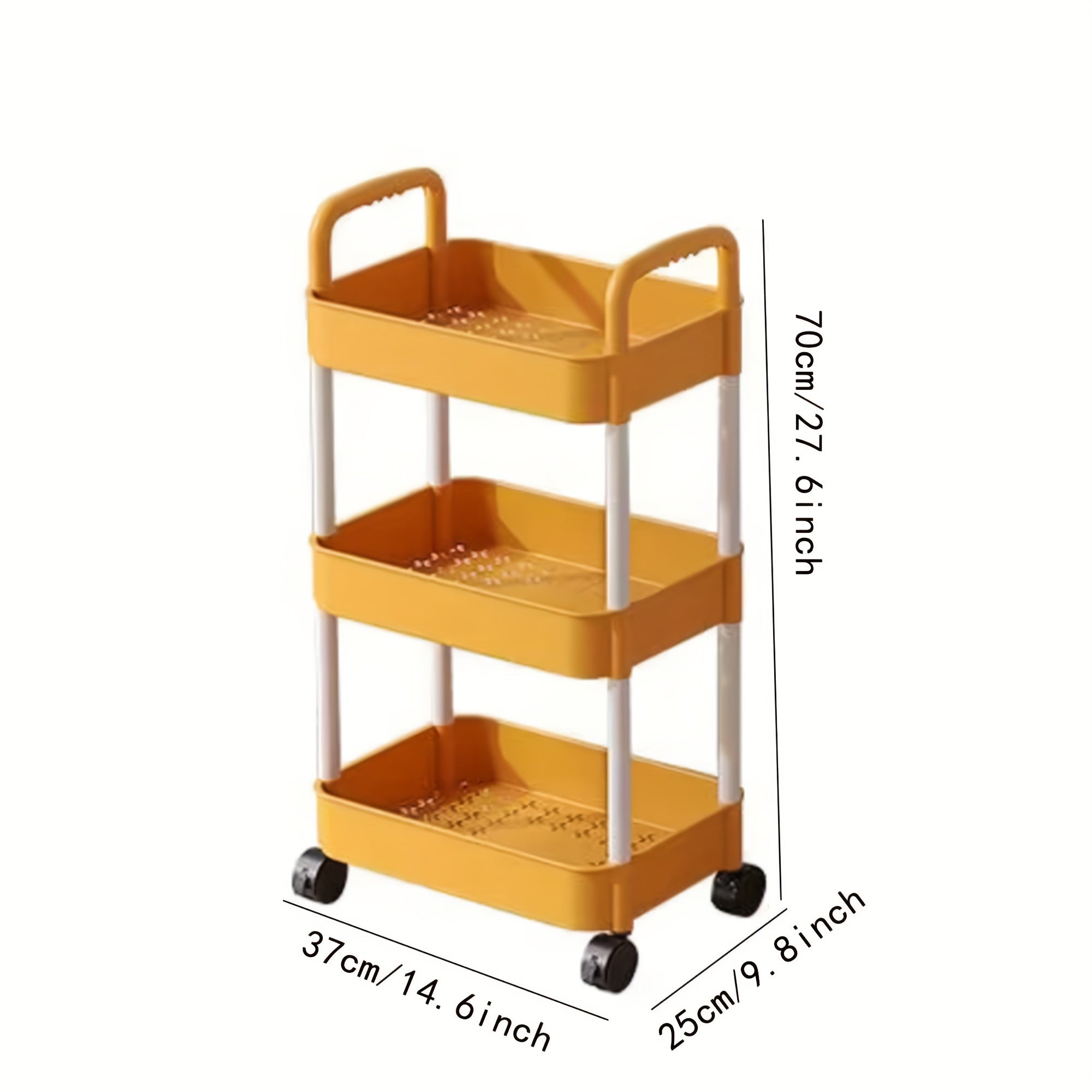 Yellow Cart Three layer Bookshelf Storage Rack School Supplies