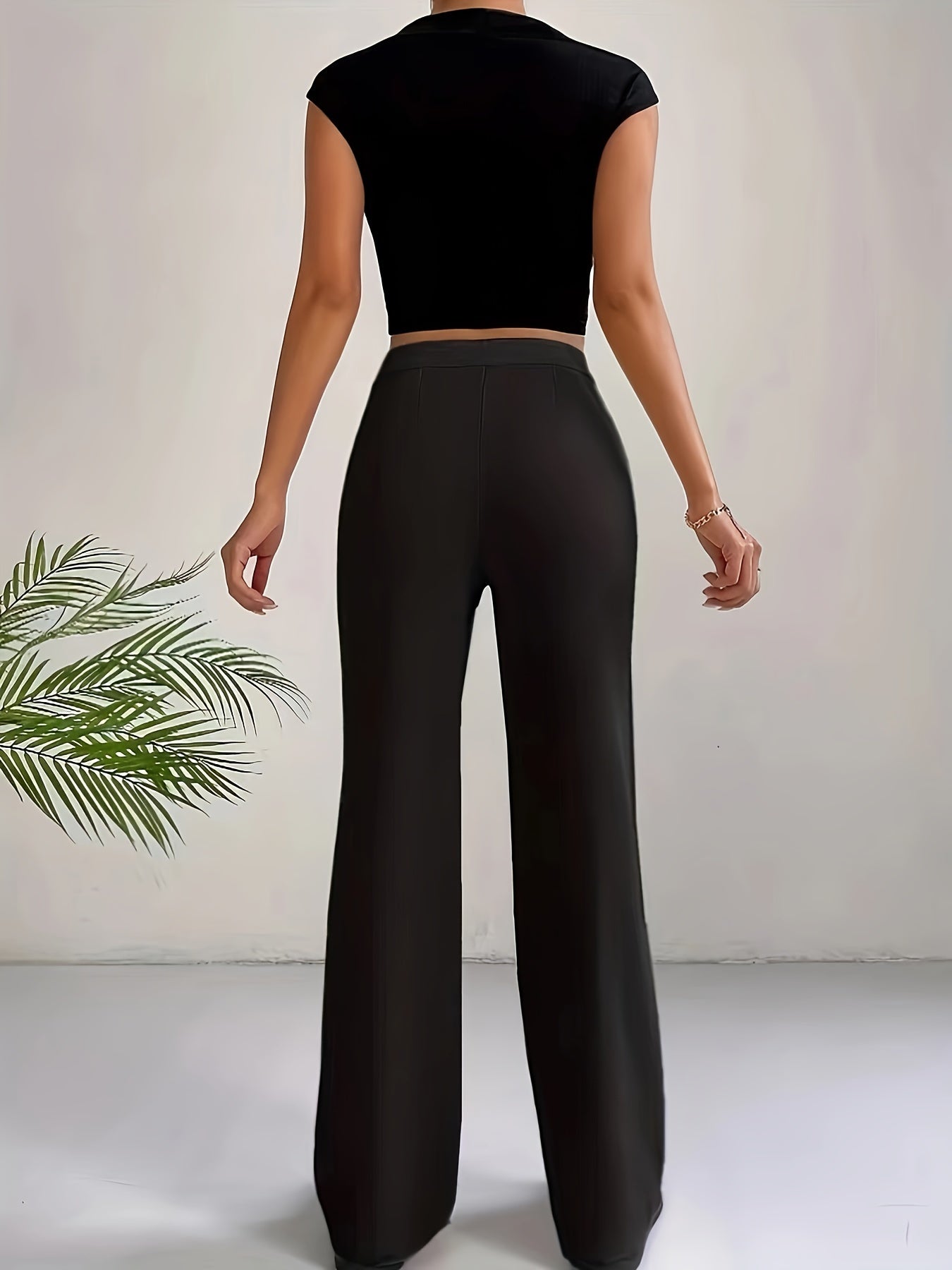  High Waist Straight Leg Trousers