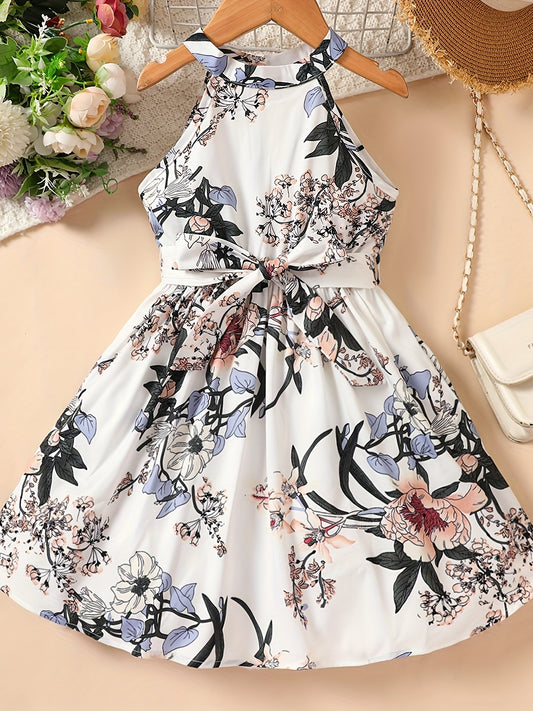 Toddler Girls Floral Princess Halter Dress for Party Beach Vacation