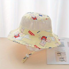Kids Cartoon Fisherman's Hat Sunscreen Mesh Bucket Cap