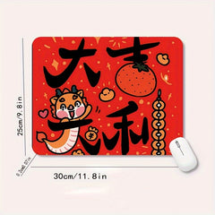 Year Of The Dragon Mouse Pad Small Size Cartoon Office Red Desk Mat