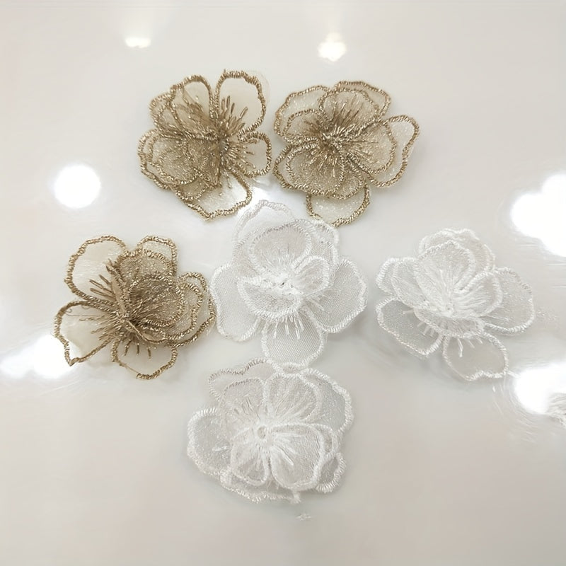 10pcs Lace Flower Patches DIY Clothing Appliques For Dress C