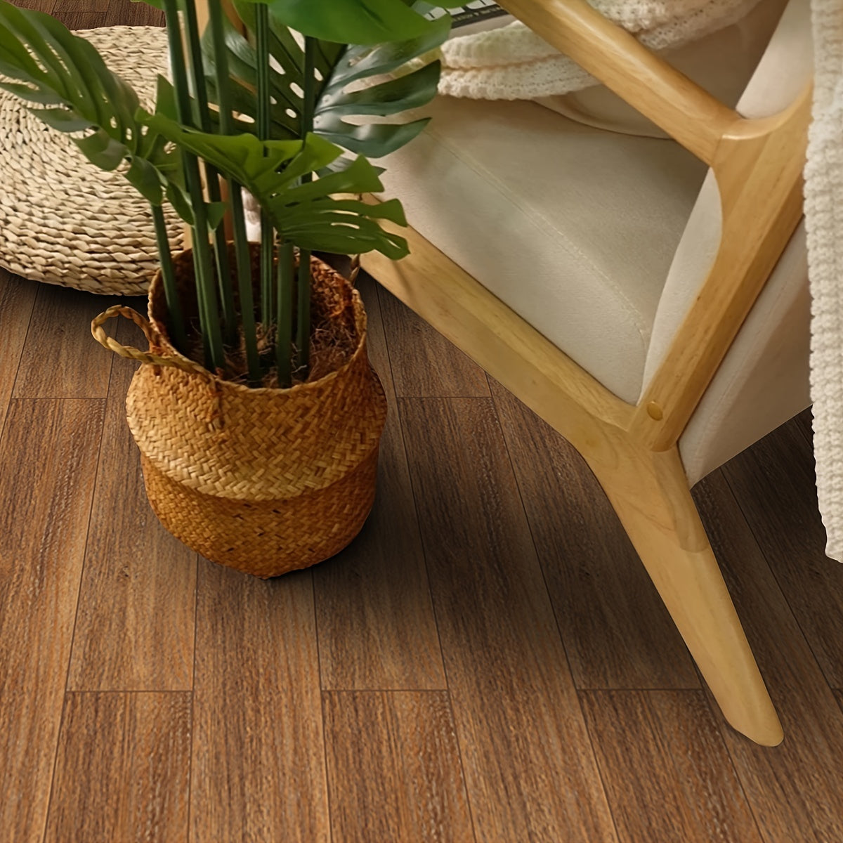 Wood Grain Print Waterproof Floor Sticker 119x18cm