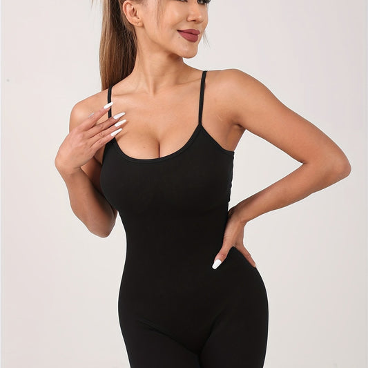 Quick Dry Seamless Yoga Jumpsuit Slim Fit Round Neck Bodysuit