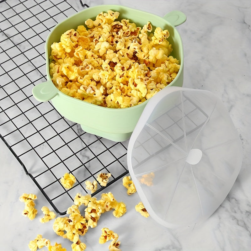 Silicone Popcorn Bucket High Temp Resistant Popcorn Bowl Handle