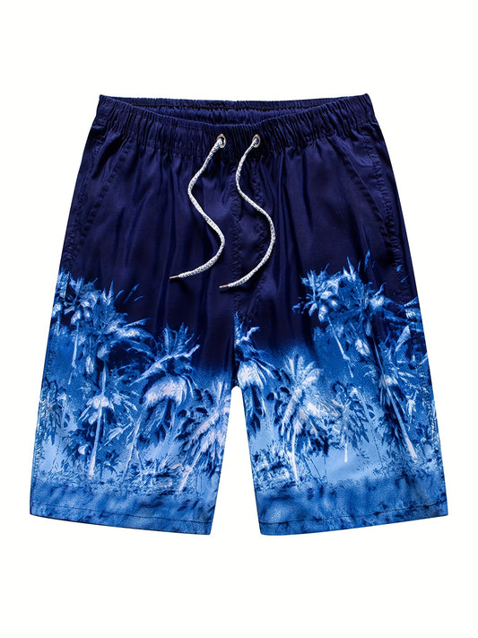 Palm Trees Ombre Print Casual Summer Pool Beach Shorts Men's Lounge Shorts