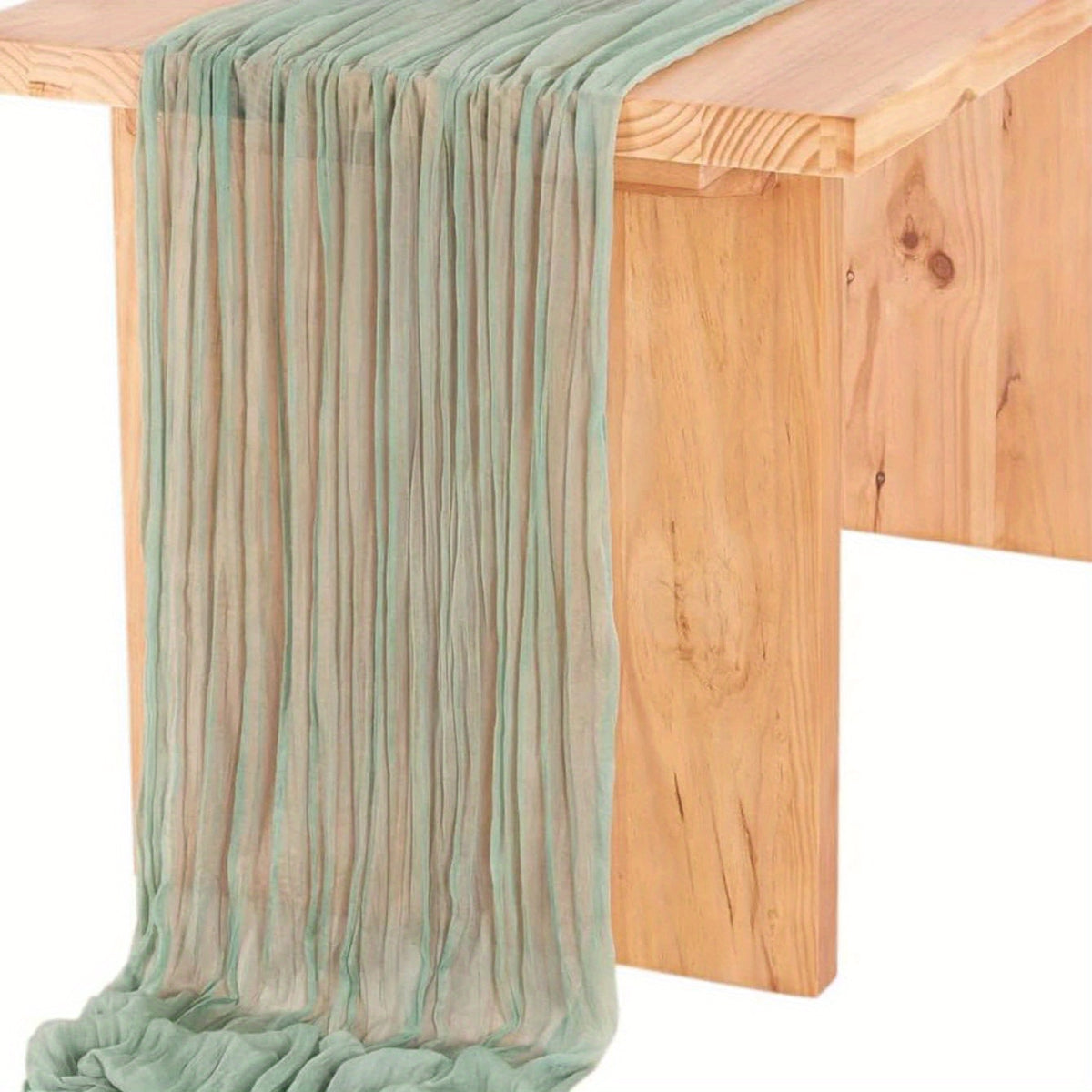 Polyester Green Balinese Table Runner Pleated Ethnic Style Holiday Decor