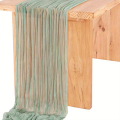 Polyester Green Balinese Table Runner Pleated Ethnic Style Holiday Decor