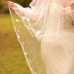 Bridal Shawl with Glowing Lights & Satin Bow