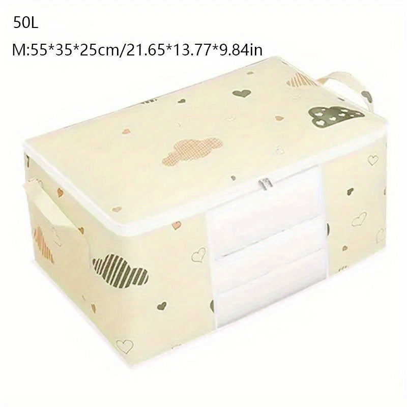 Large Quilt Storage Bag with Handle, Zipper Closet Storage Box