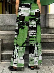 Women's Plus Tie Dye High Rise Wide Leg Pants With Pockets